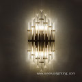 Triangular strip glass crystal gold wall lamp